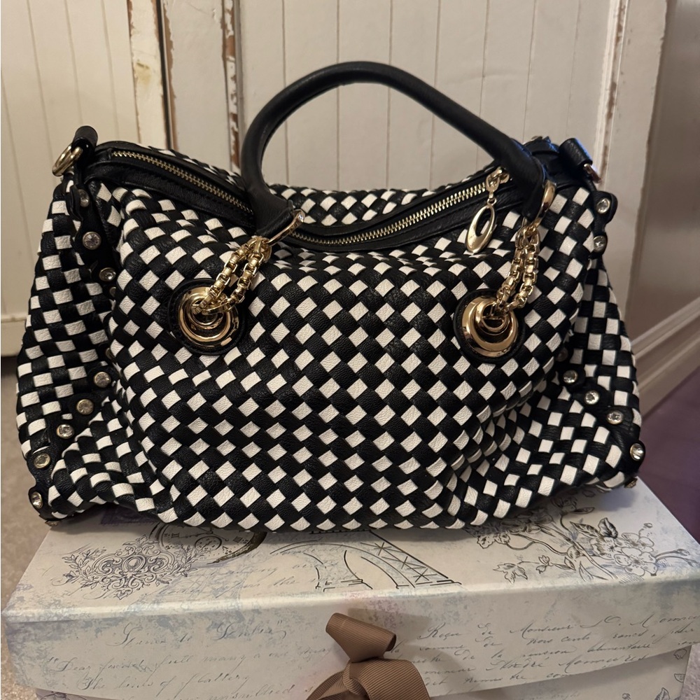 Black and White Checkered Handbag